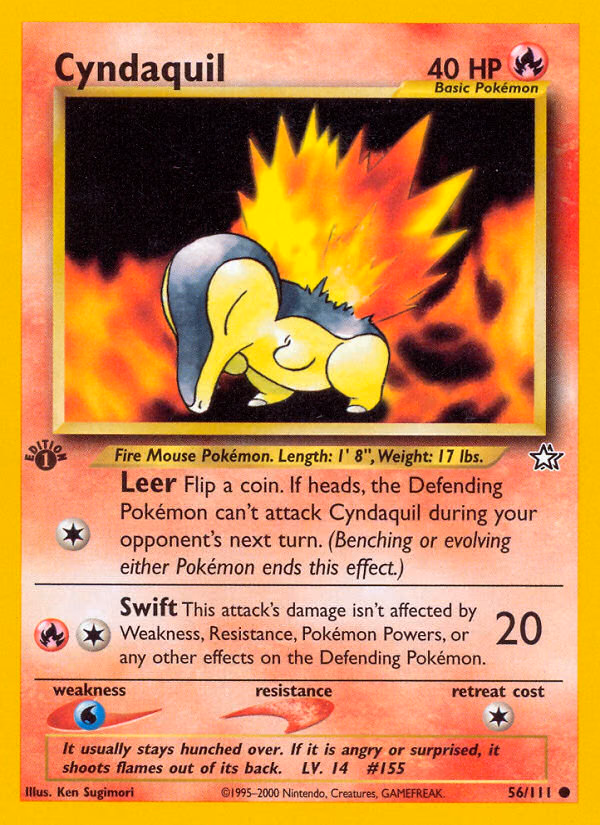 Cyndaquil (1st Edition) Pokemon card (56/111, Neo Genesis)