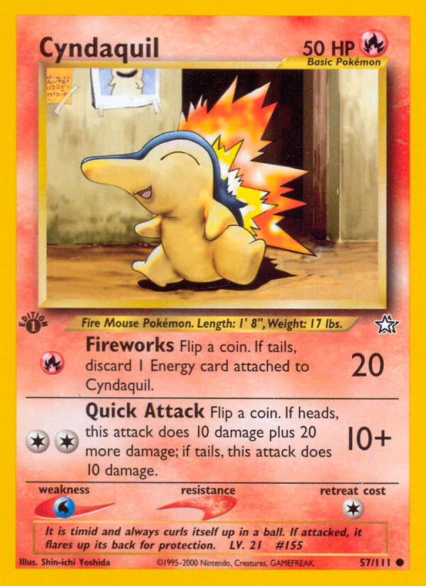 Cyndaquil (1st Edition) Pokemon card (57/111, Neo Genesis)