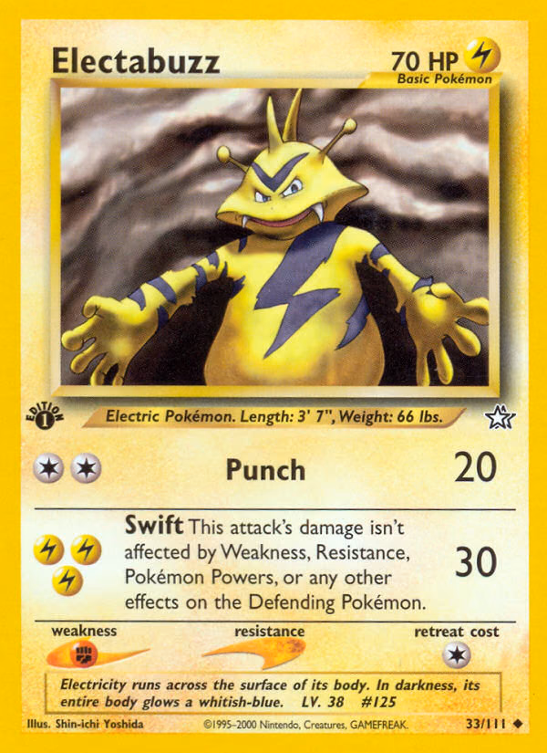 Electabuzz (1st Edition) Pokemon card (33/111, Neo Genesis)