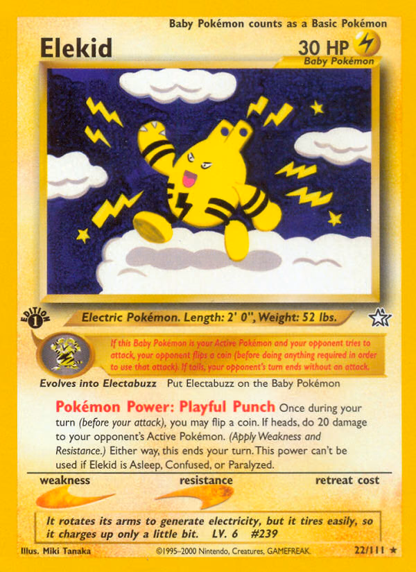 Elekid (1st Edition) Pokemon card (22/111, Neo Genesis)