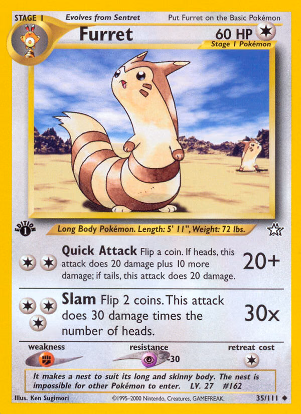 Furret (Unlimited) Pokemon card (35/111, Neo Genesis)