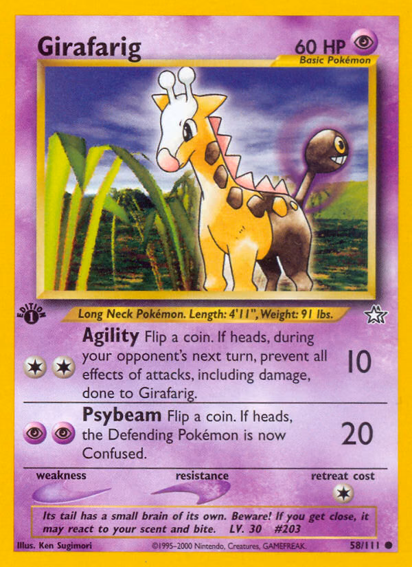 Girafarig (1st Edition) Pokemon card (58/111, Neo Genesis)