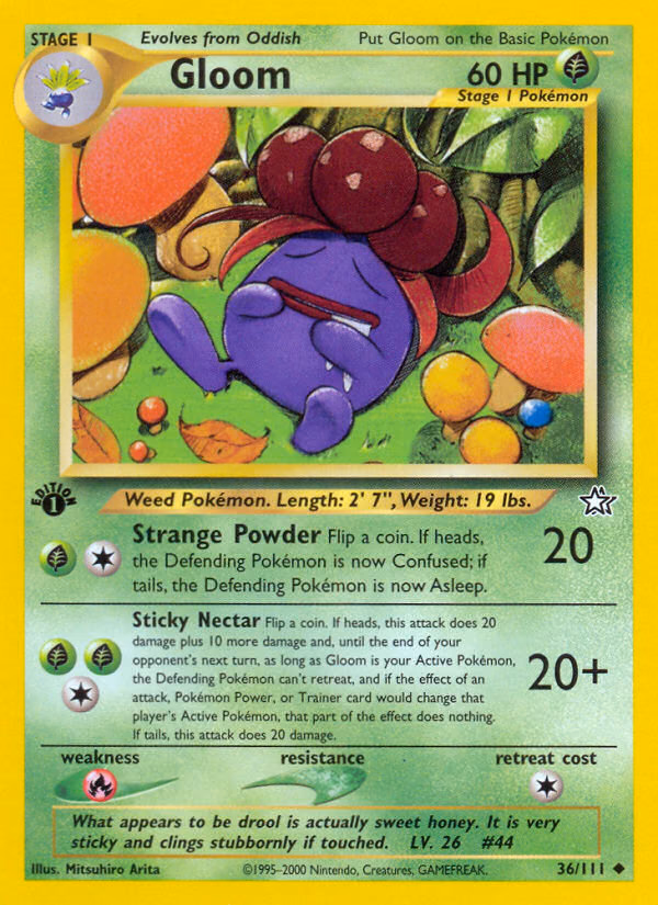 Gloom (1st Edition) Pokemon card (36/111, Neo Genesis)