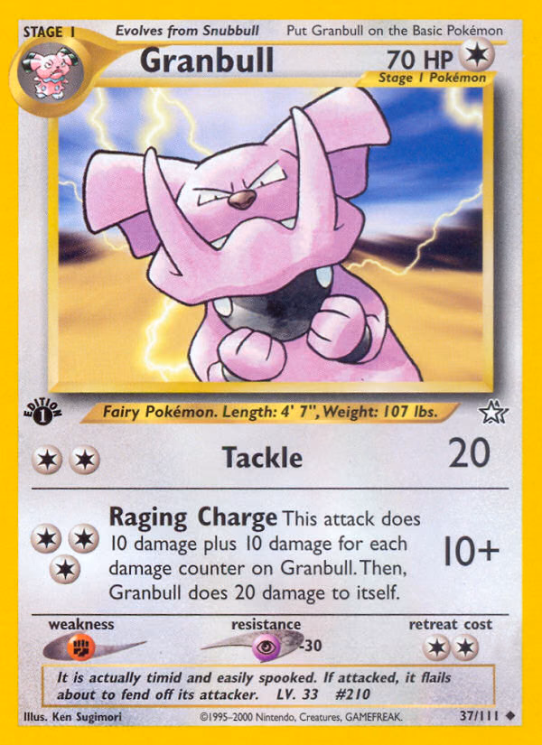 Granbull (1st Edition) Pokemon card (37/111, Neo Genesis)