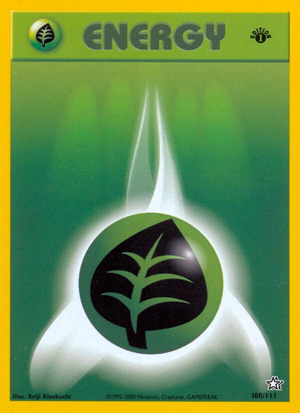 Grass Energy (1st Edition) Pokemon card (108/111, Neo Genesis)