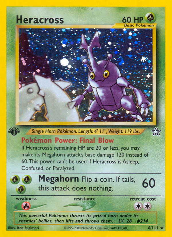 Heracross (Unlimited) Pokemon card (6/111, Neo Genesis)