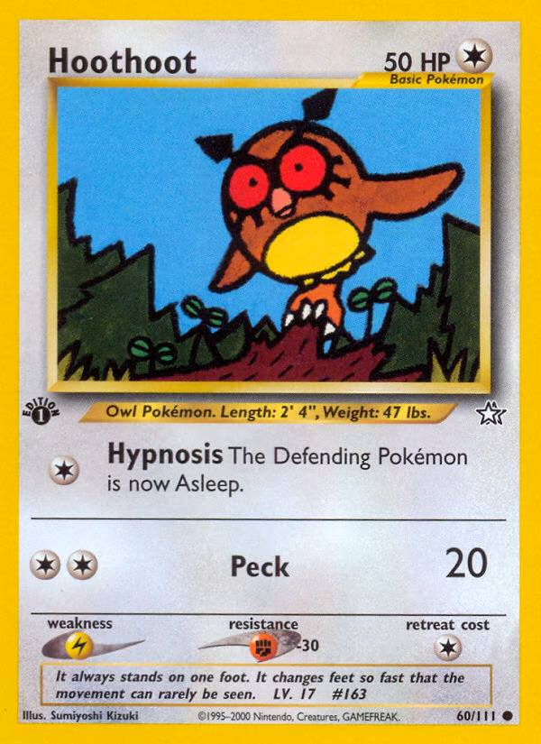 Hoothoot (1st Edition) Pokemon card (60/111, Neo Genesis)