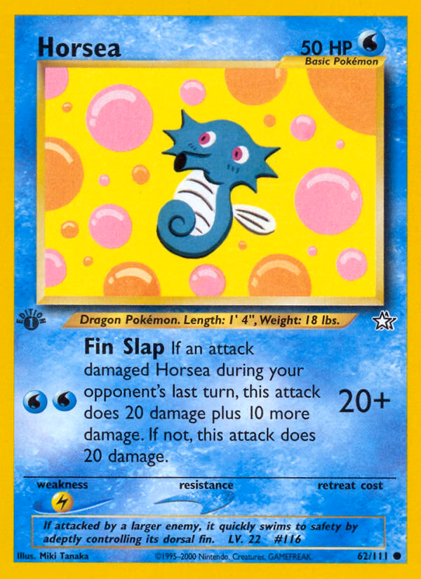 Horsea (1st Edition) Pokemon card (62/111, Neo Genesis)