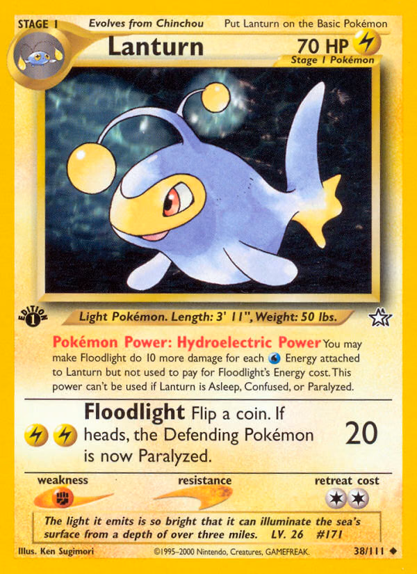 Lanturn (1st Edition) Pokemon card (38/111, Neo Genesis)