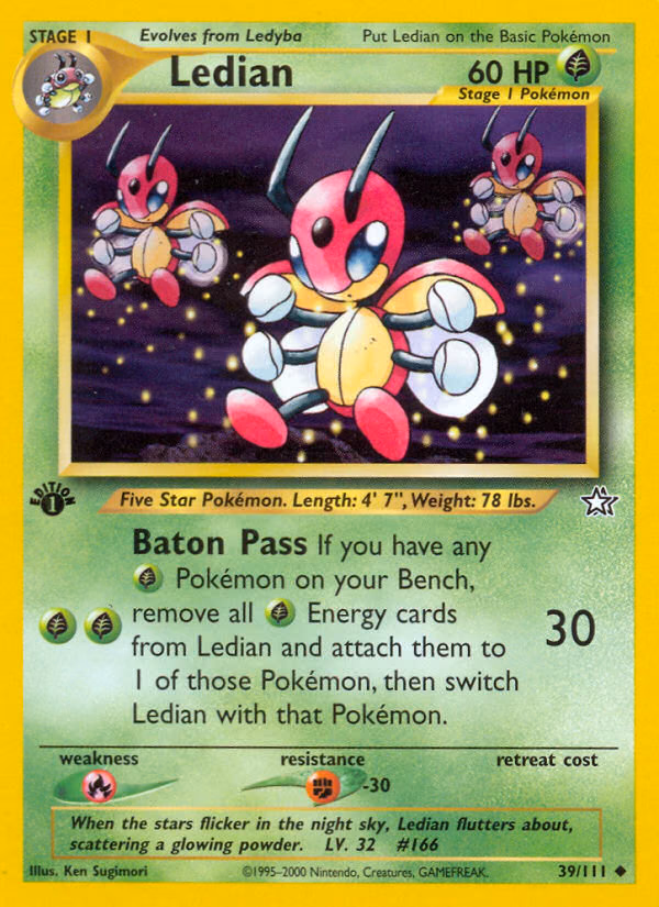 Ledian (1st Edition) Pokemon card (39/111, Neo Genesis)