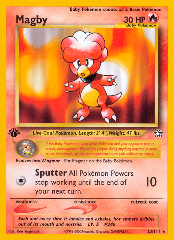 Magby (1st Edition) Pokemon card (23/111, Neo Genesis)