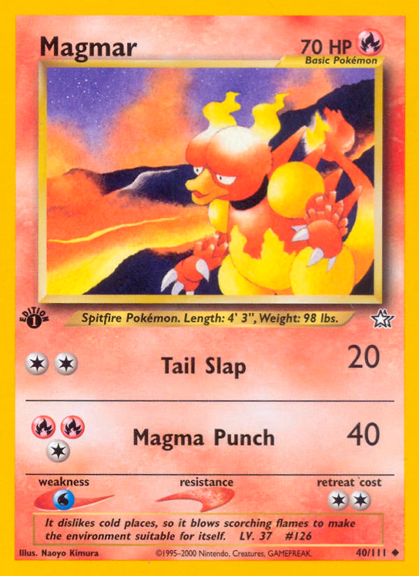 Magmar (Unlimited) Pokemon card (40/111, Neo Genesis)