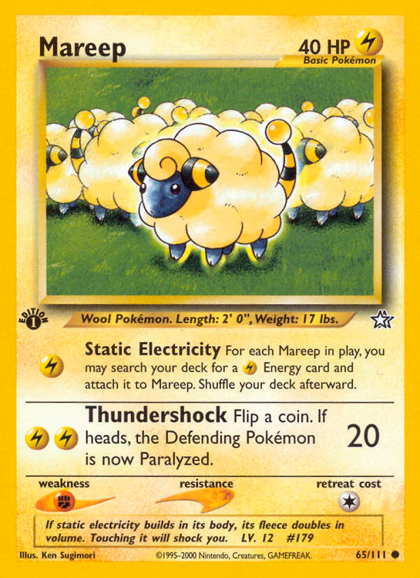 Mareep (Unlimited) Pokemon card (65/111, Neo Genesis)