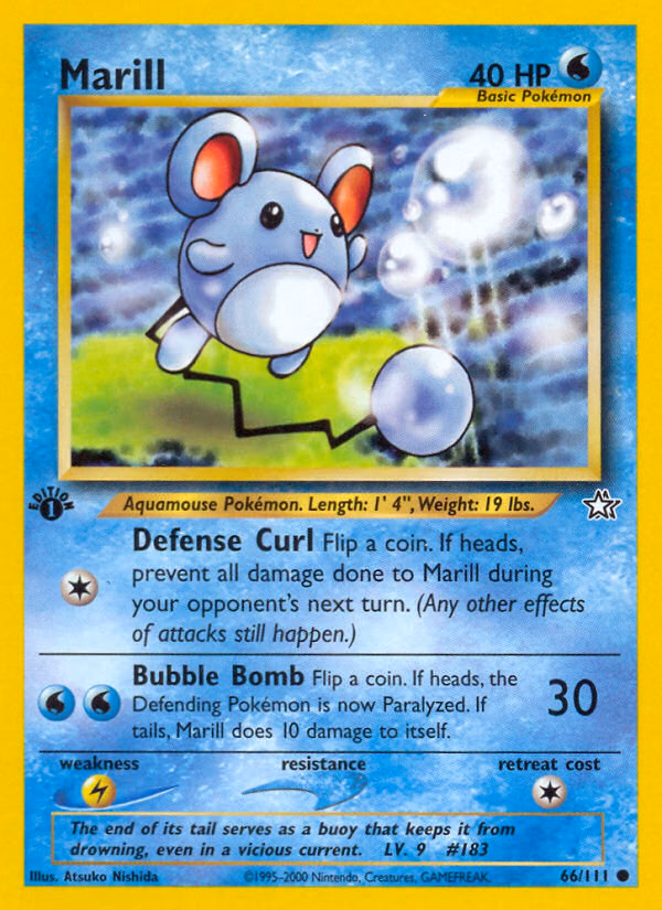 Marill (Unlimited) Pokemon card (66/111, Neo Genesis)