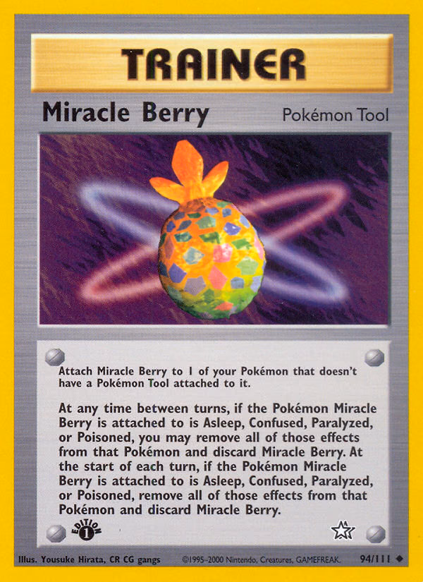 Miracle Berry (Unlimited) Pokemon card (94/111, Neo Genesis)