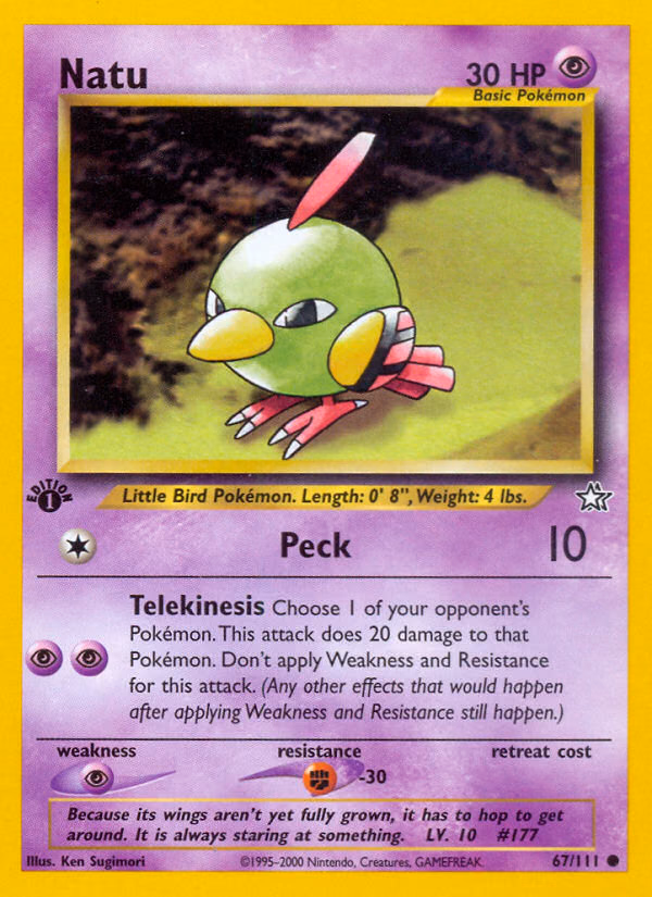 Natu (Unlimited) Pokemon card (67/111, Neo Genesis)