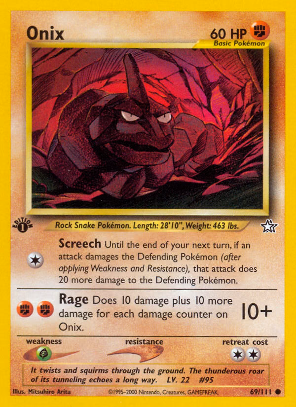 Onix (1st Edition) Pokemon card (69/111, Neo Genesis)