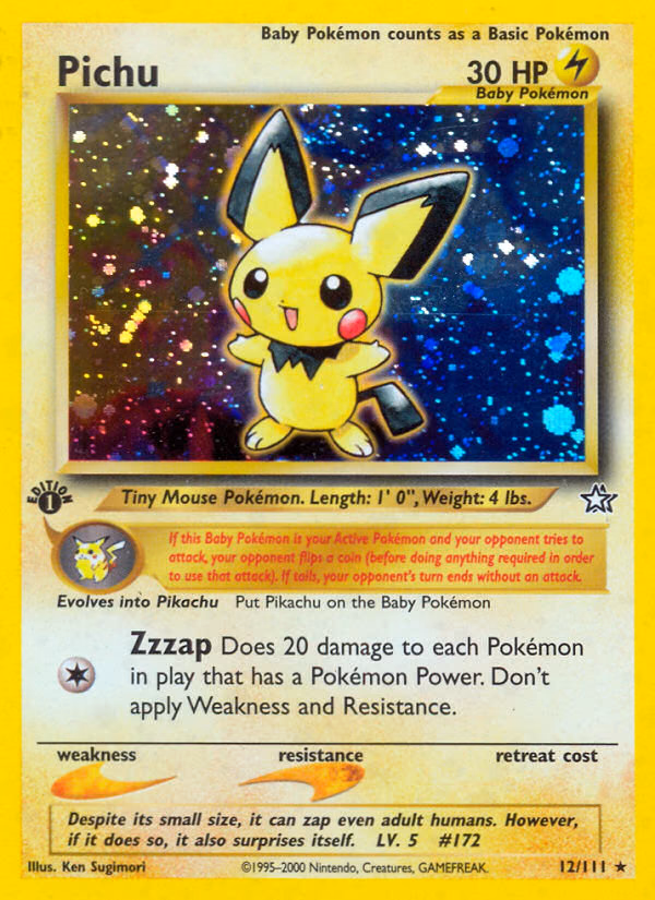 Pichu (1st Edition) Pokemon card (12/111, Neo Genesis)