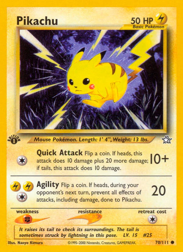 Pikachu (1st Edition) Pokemon card (70/111, Neo Genesis)