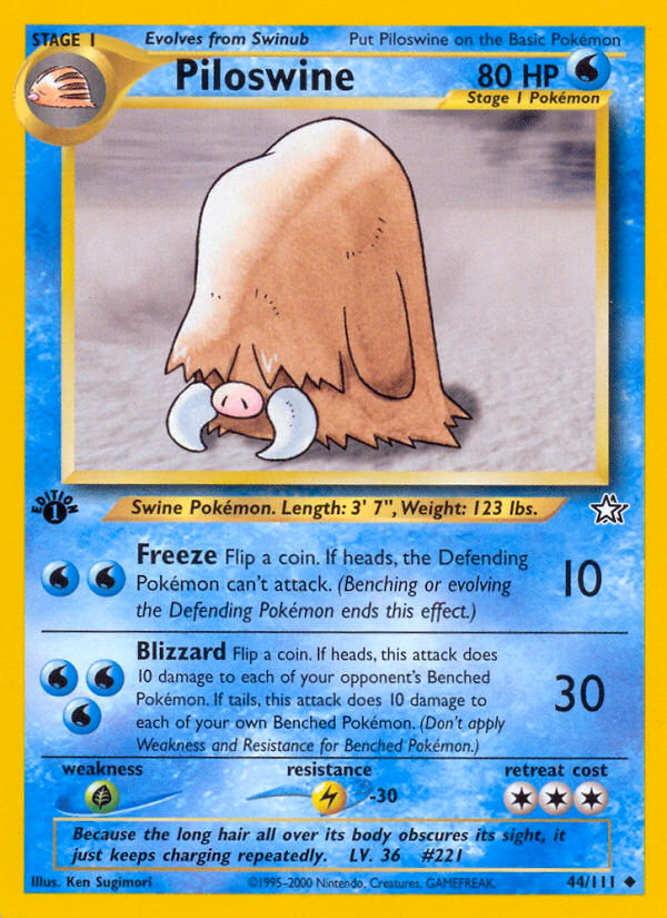 Piloswine (1st Edition) Pokemon card (44/111, Neo Genesis)