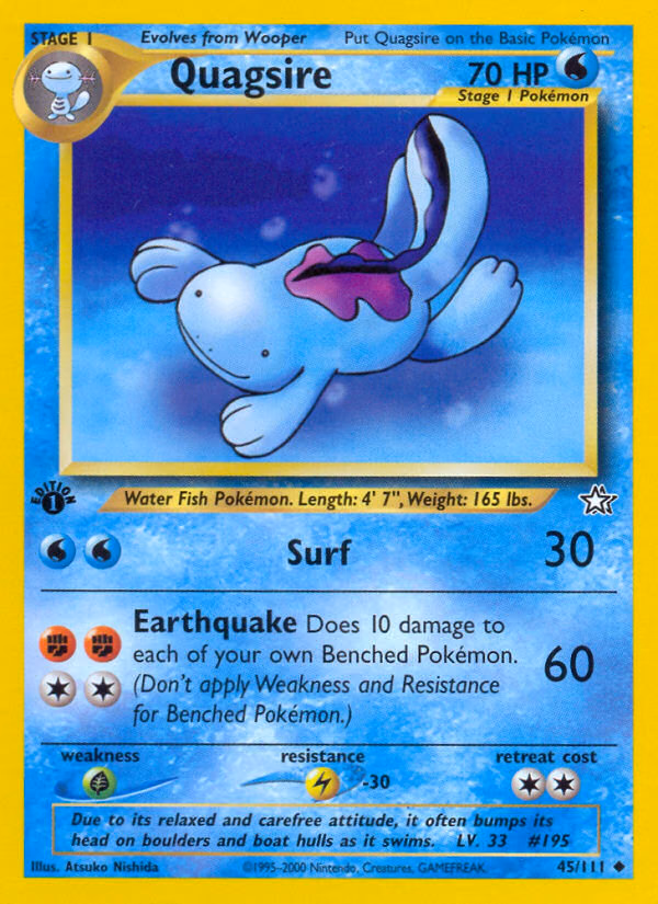 Quagsire (Unlimited) Pokemon card (45/111, Neo Genesis)