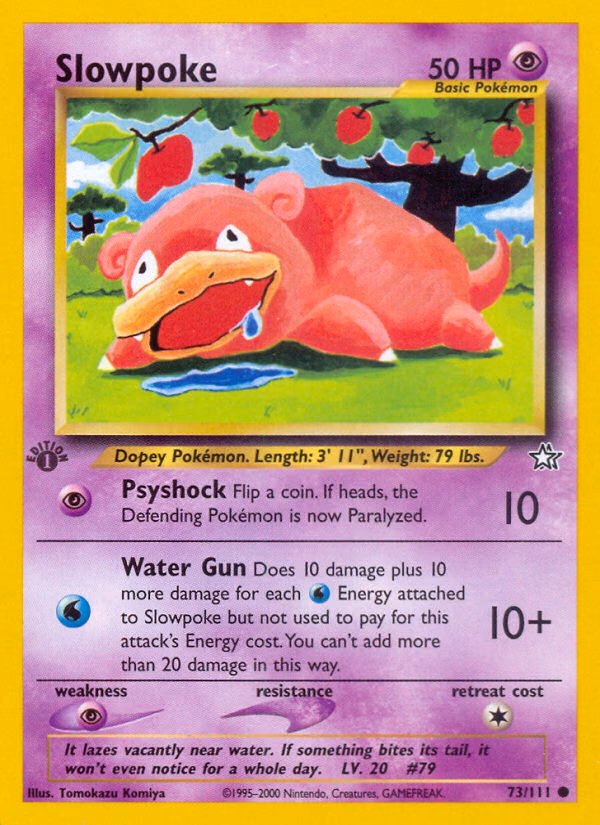 Slowpoke (Unlimited) Pokemon card (73/111, Neo Genesis)
