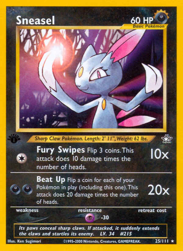 Sneasel (Unlimited) Pokemon card (25/111, Neo Genesis)