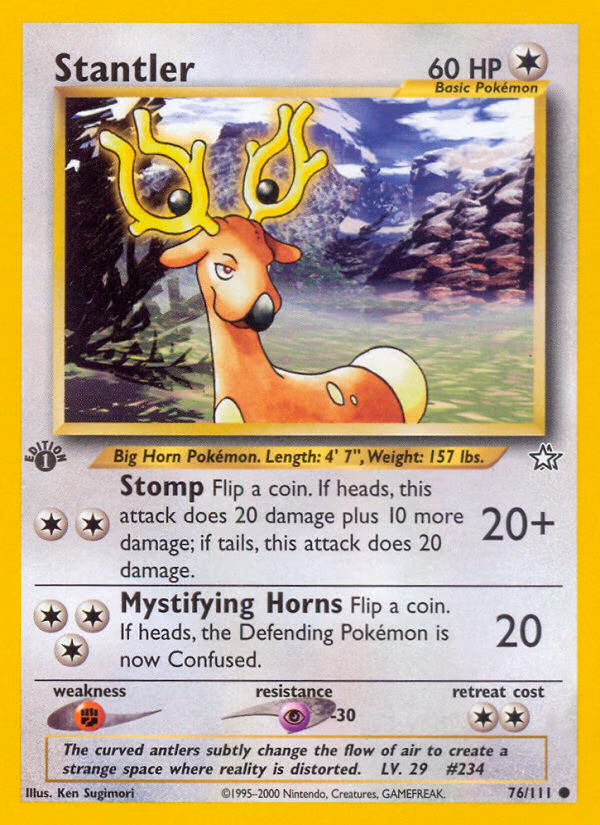 Stantler (1st Edition) Pokemon card (76/111, Neo Genesis)