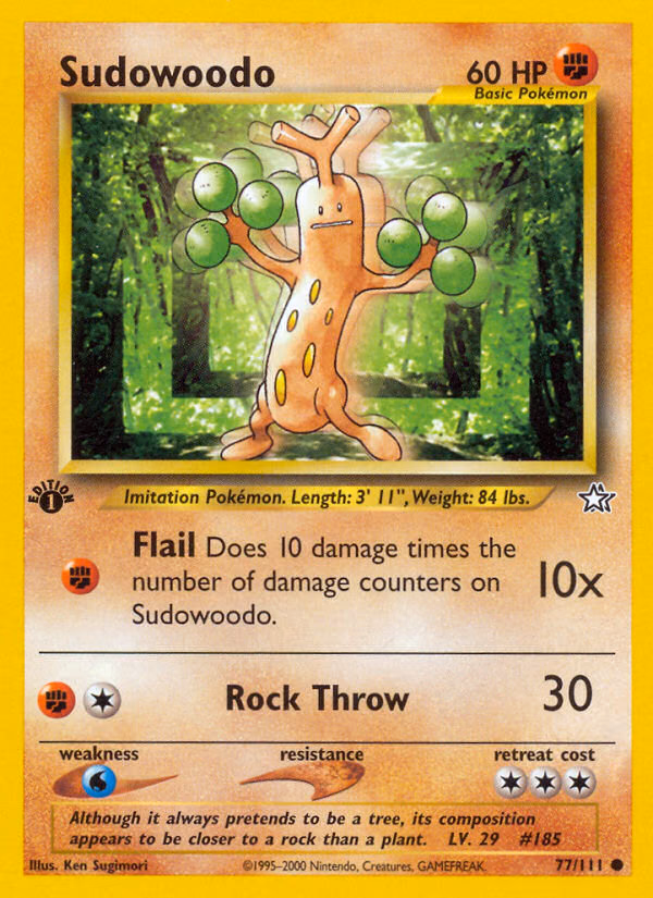 Sudowoodo (Unlimited) Pokemon card (77/111, Neo Genesis)