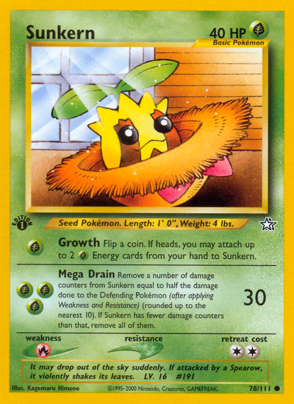 Sunkern (Unlimited) Pokemon card (78/111, Neo Genesis)