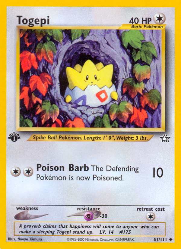 Togepi (Unlimited) Pokemon card (51/111, Neo Genesis)