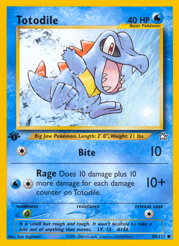 Totodile (1st Edition) Pokemon card (80/111, Neo Genesis)