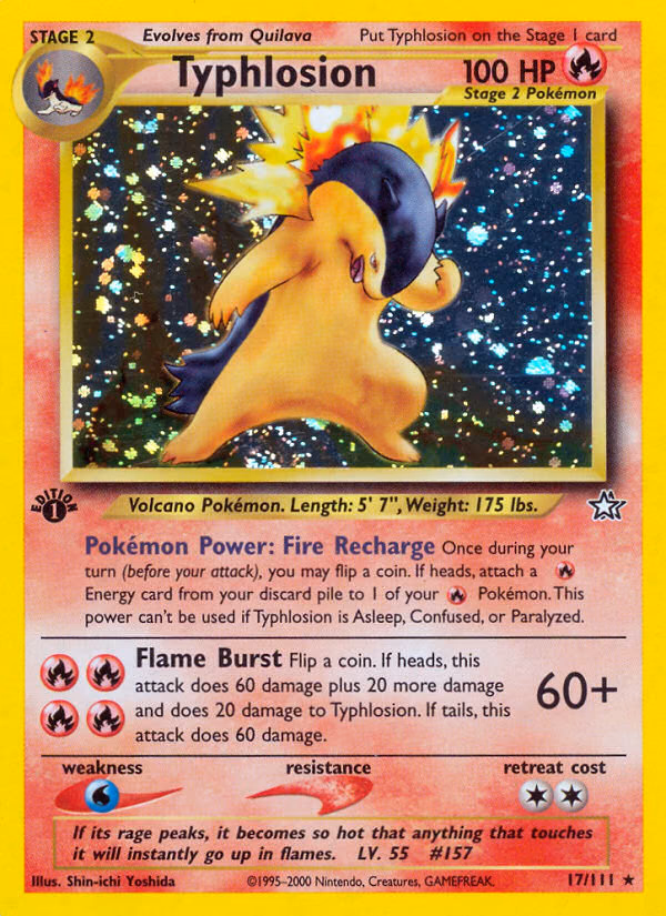 Typhlosion (Unlimited) Pokemon card (17/111, Neo Genesis)