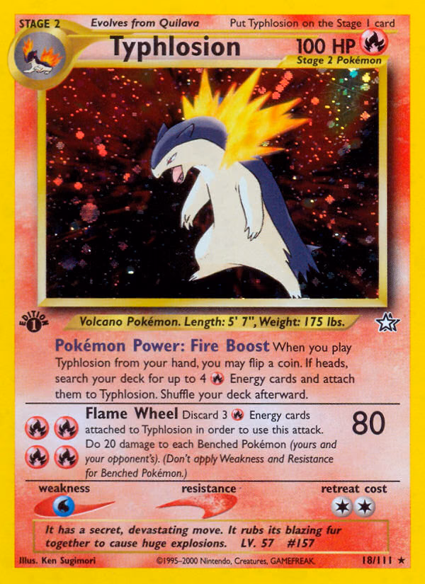 Typhlosion (1st Edition) Pokemon card (18/111, Neo Genesis)