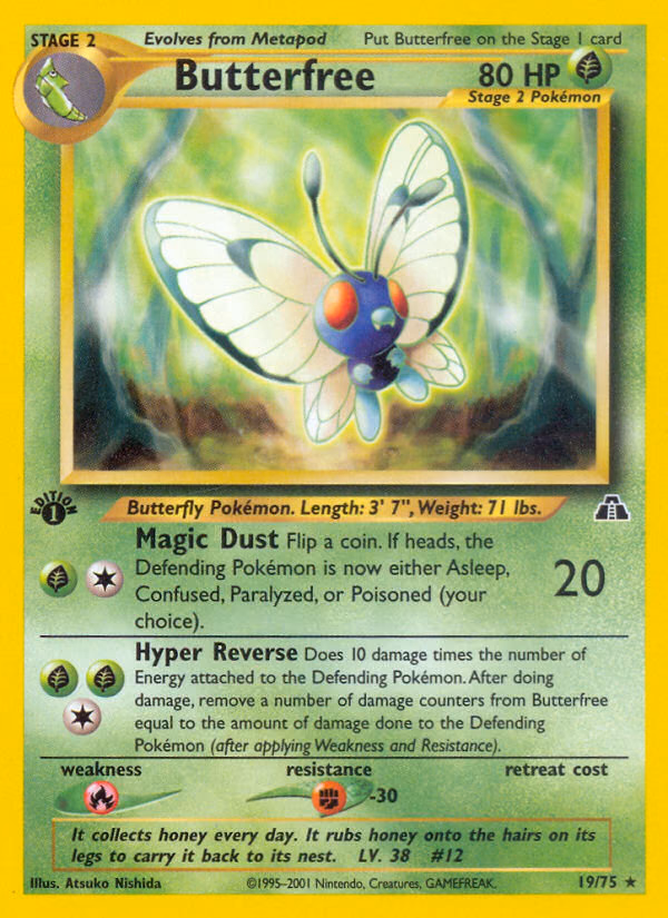 Butterfree (Unlimited) Pokemon card (19/75, Neo Discovery)