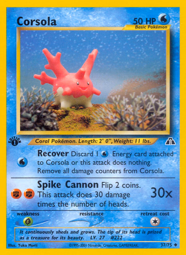 Corsola (Unlimited) Pokemon card (37/75, Neo Discovery)