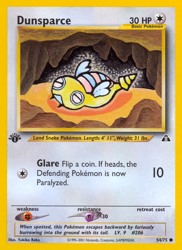 Dunsparce (Unlimited) Pokemon card (54/75, Neo Discovery)