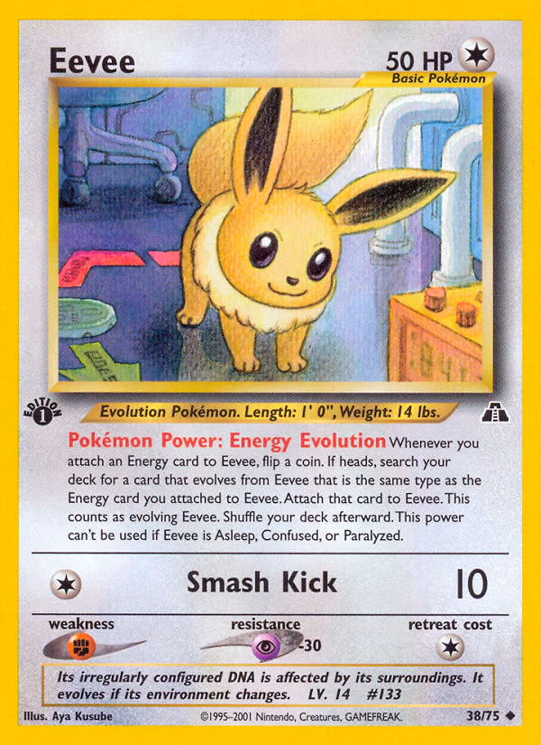 Eevee (1st Edition) Pokemon card (38/75, Neo Discovery)