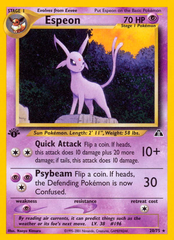 Espeon (Unlimited) Pokemon card (20/75, Neo Discovery)