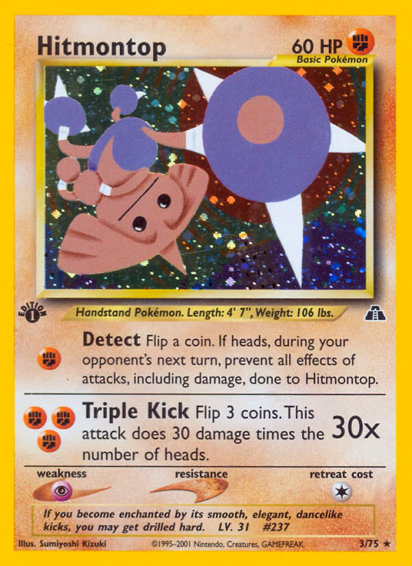Hitmontop (1st Edition) Pokemon card (3/75, Neo Discovery)