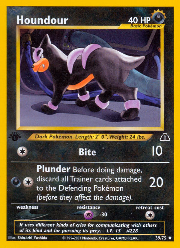 Houndour (1st Edition) Pokemon card (39/75, Neo Discovery)