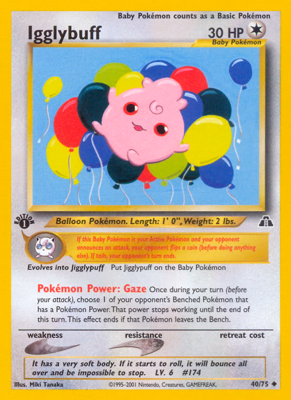 Igglybuff (1st Edition) Pokemon card (40/75, Neo Discovery)