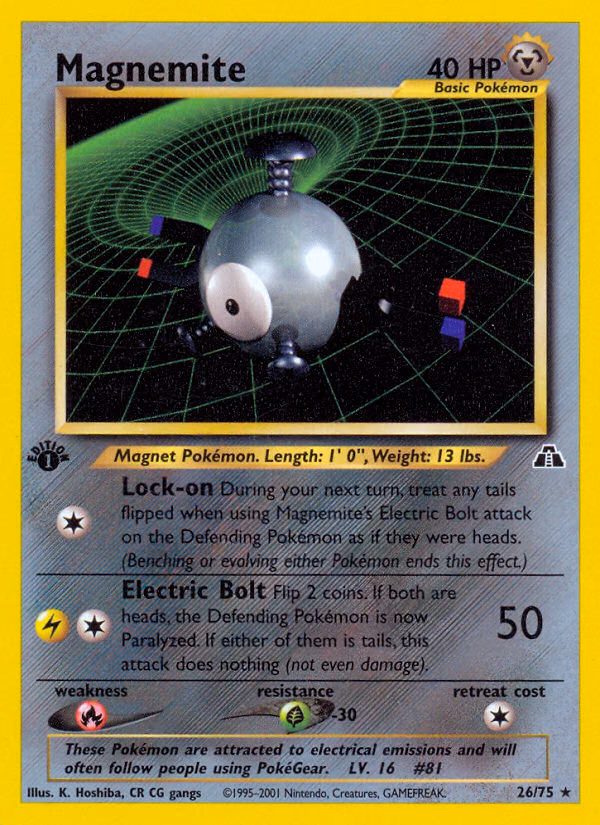 Magnemite (Unlimited) Pokemon card (26/75, Neo Discovery)
