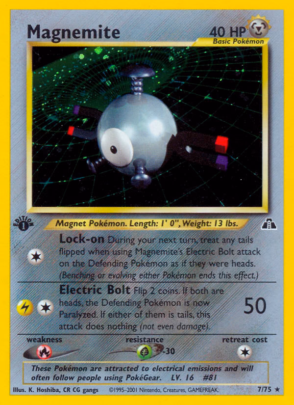 Magnemite (Unlimited) Pokemon card (7/75, Neo Discovery)