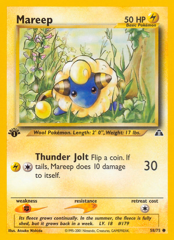 Mareep (1st Edition) Pokemon card (58/75, Neo Discovery)