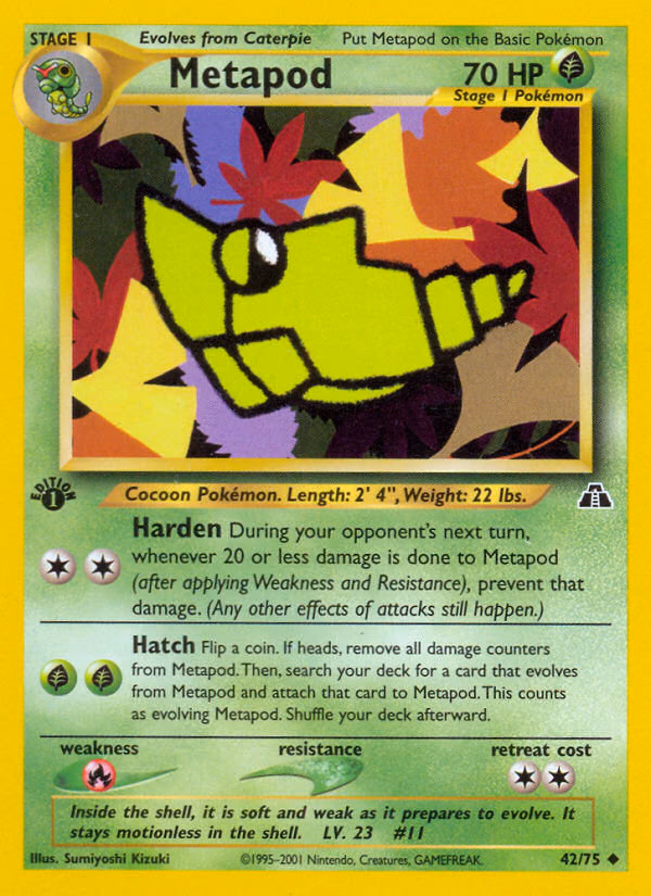 Metapod (1st Edition) Pokemon card (42/75, Neo Discovery)