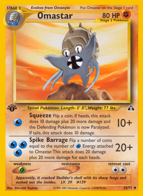 Omastar (Unlimited) Pokemon card (43/75, Neo Discovery)