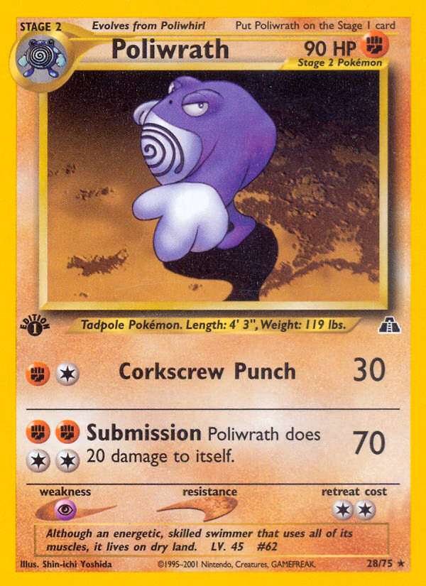 Poliwrath (Unlimited) Pokemon card (28/75, Neo Discovery)