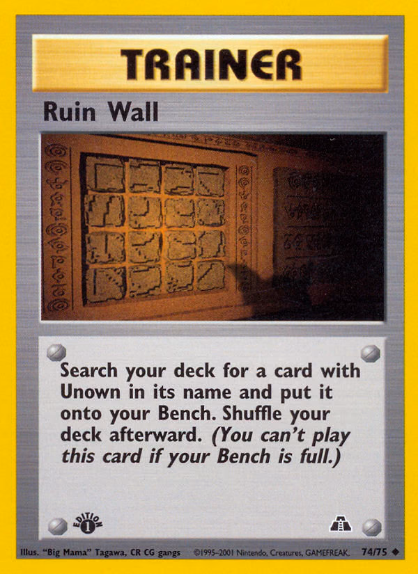 Ruin Wall (Unlimited) Pokemon card (74/75, Neo Discovery)