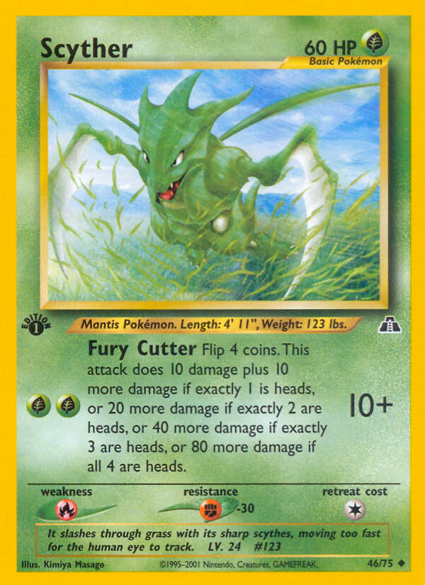 Scyther (1st Edition) Pokemon card (46/75, Neo Discovery)